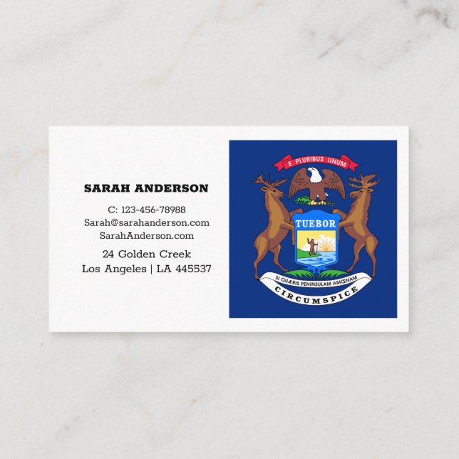 Michigan Flag Elegant Business Cards / USA (Back)