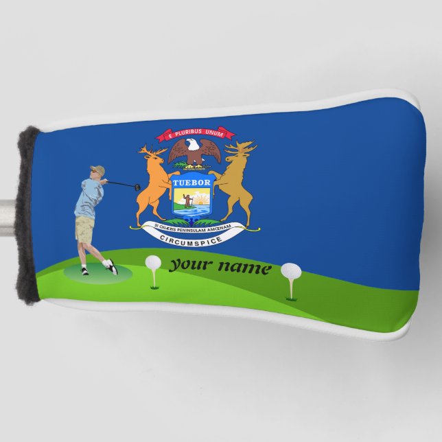 Michigan flag golf head cover (Front)