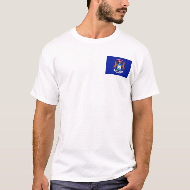 Michigan Flag + Map T-Shirt (Front)