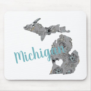Michigan Floral Filled Silhouette Mouse Mat