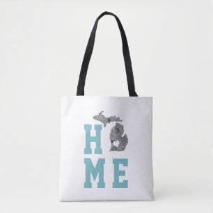 Michigan Floral Filled Silhouette Tote Bag