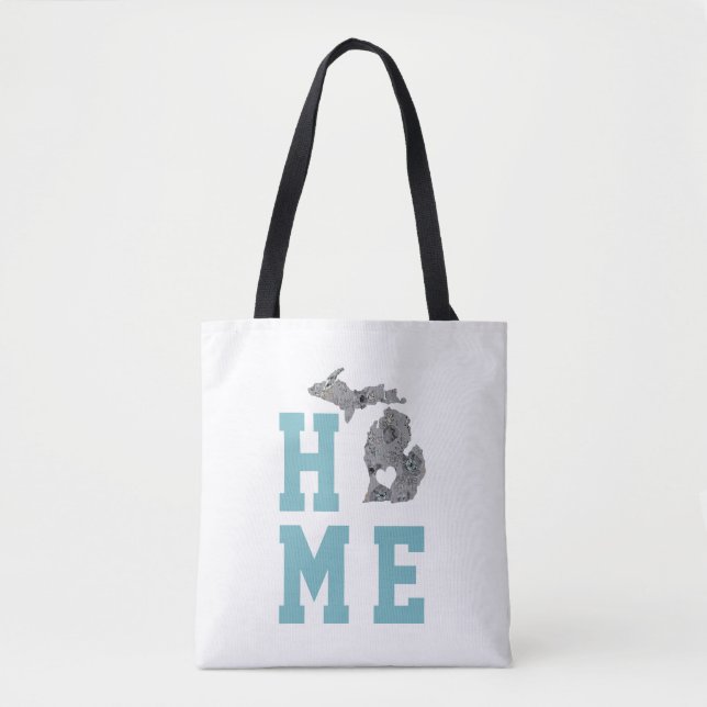 Michigan Floral Filled Silhouette Tote Bag (Front)