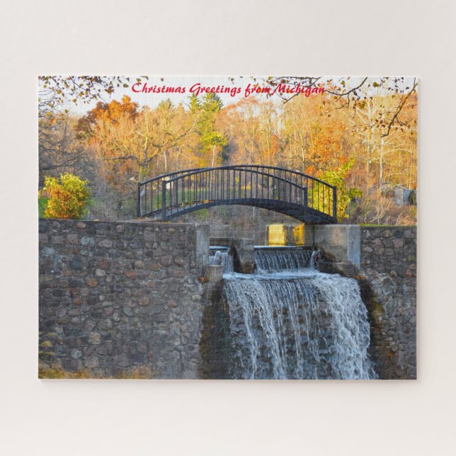 Michigan Footbridge. Christmas Greetings Jigsaw Puzzle (Horizontal)