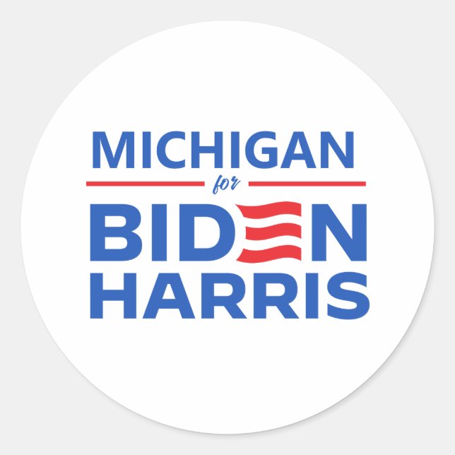 Michigan for Biden Harris Classic Round Sticker (Front)