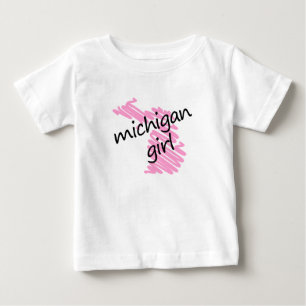 Michigan Girl with Scribbled Michigan Map Baby T-Shirt