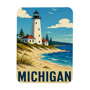 ⚓ Michigan Great Lakes Lighthouse Magnet