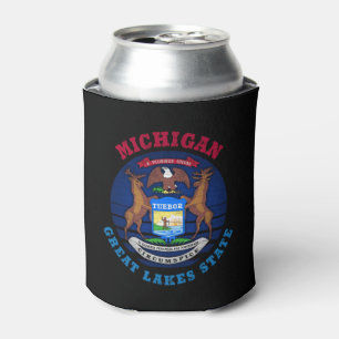 MICHIGAN GREAT LAKES STATE FLAG  CAN COOLER