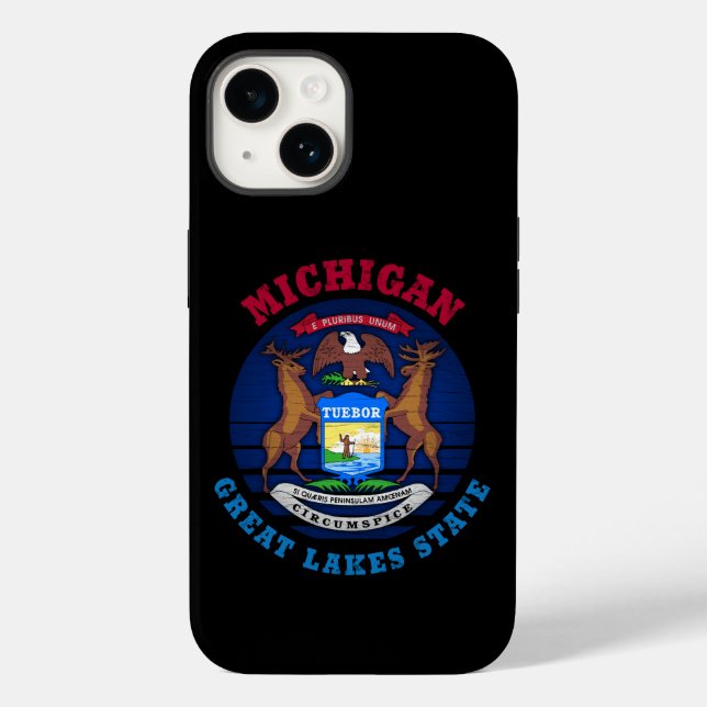 MICHIGAN GREAT LAKES STATE FLAG Case-Mate iPhone CASE (Back)