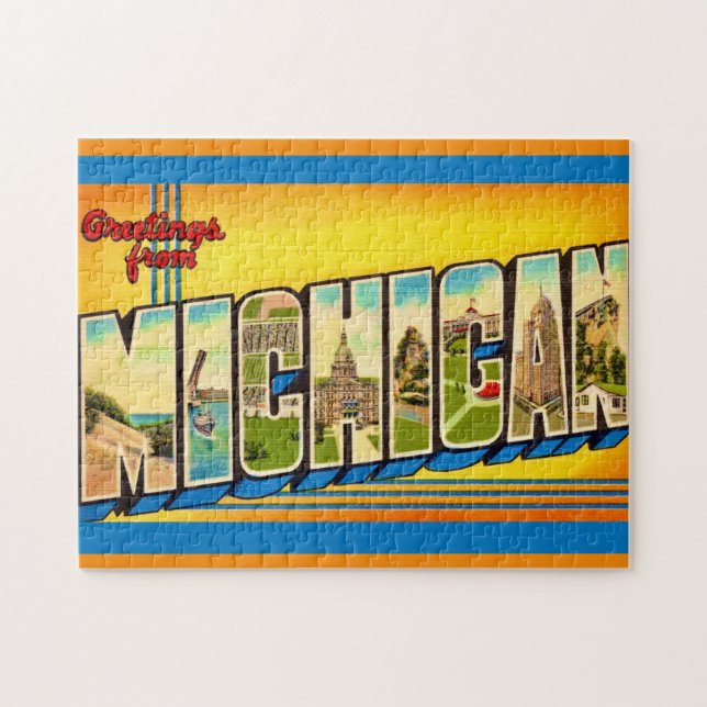 Michigan Greetings Postcard Jigsaw Puzzle (Horizontal)