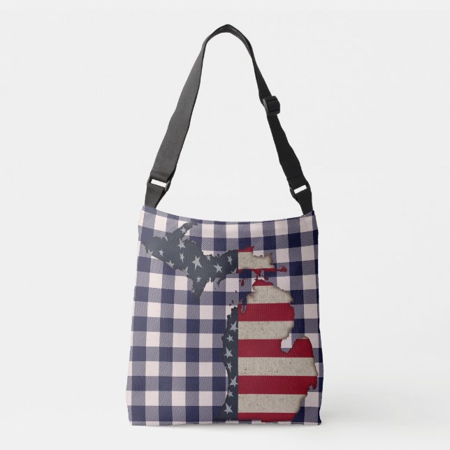 Michigan Grunge | Americana | Patriotic Crossbody Bag (Front)