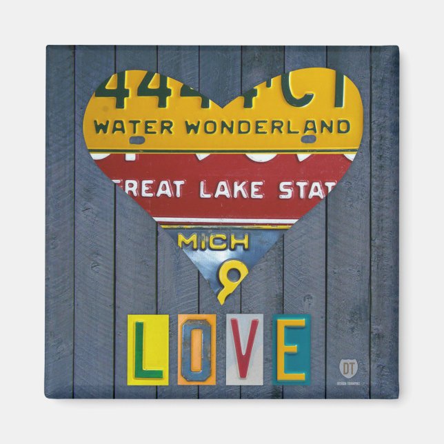 Michigan Heart LOVE by Design Turnpike Magnet (Front)