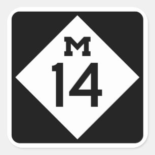 Michigan Highway M-14 Sign Square Sticker