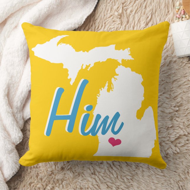 Michigan Him State Groom's Any Colour Pillow (Blanket)