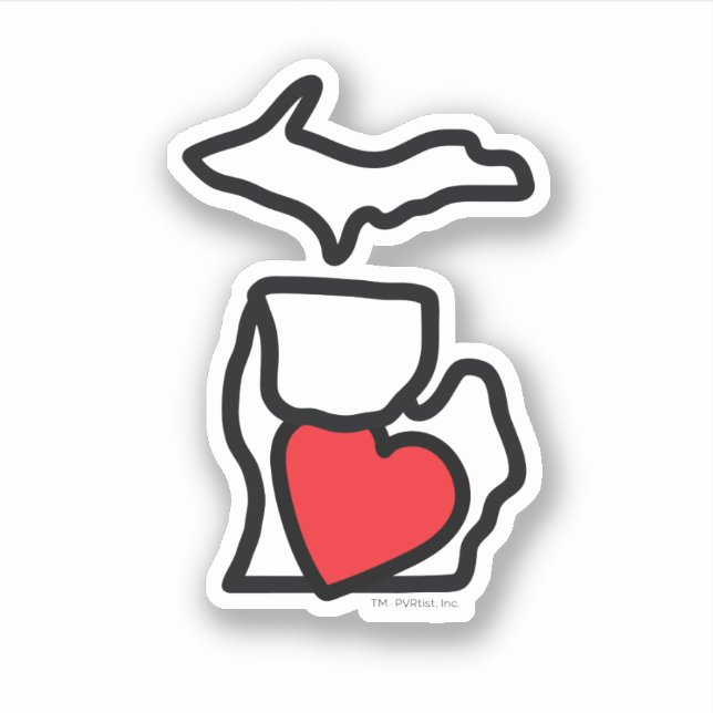Michigan Holding Heart Sticker (Front)