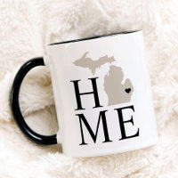 Michigan Home Beige and Black State Heart