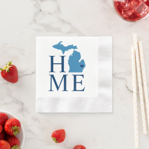 Michigan Home Blue and Navy Custom City Heart Napkin