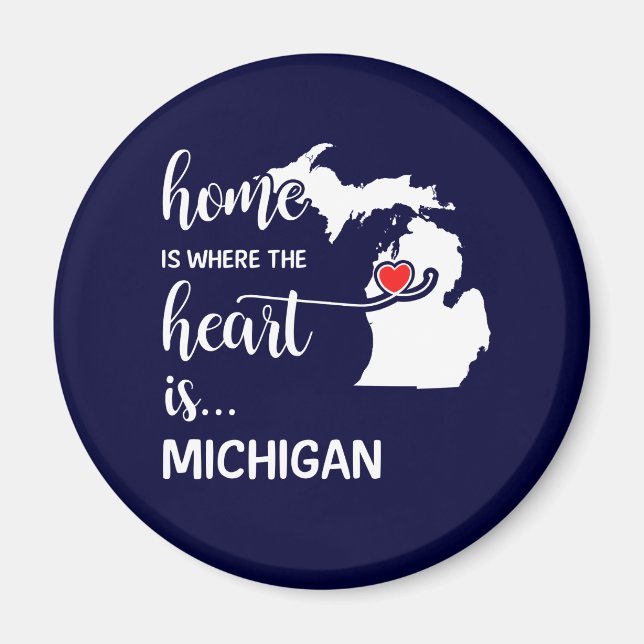 Michigan home is where the heart is magnet (Front)