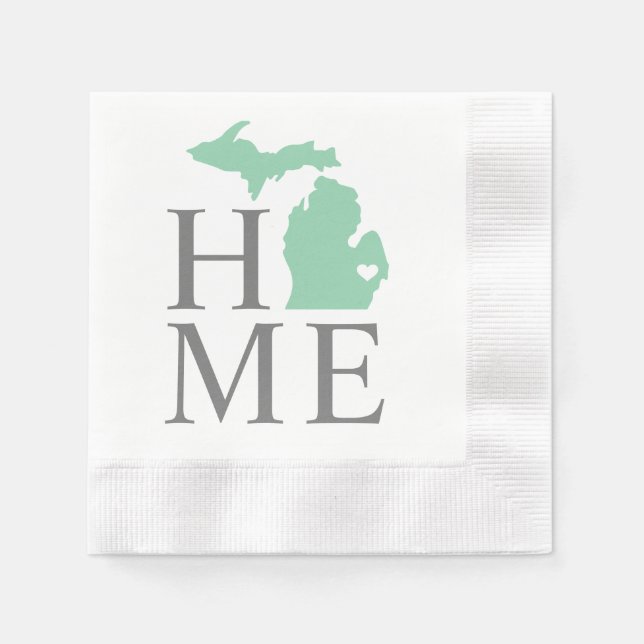 Michigan Home Mint Green Custom City Heart Napkin (Front)