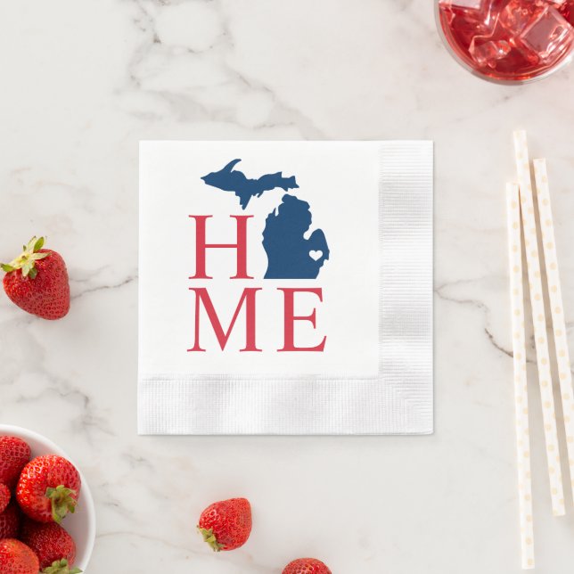 Michigan Home Red White Blue Custom City Heart Napkin (Insitu)