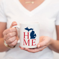 Michigan Home Red White Blue State Heart