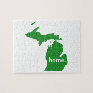 Michigan home silhouette state map jigsaw puzzle