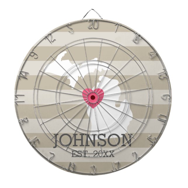 Michigan Home State City Map - Custom Wedding Dartboard (Front)