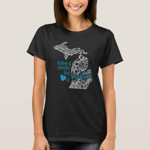 Michigan Home State Mi Mandala Map Usa America Us T-Shirt