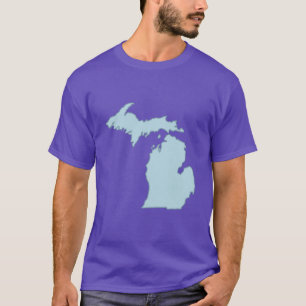 Michigan Home State Outline Blue Oversized T-Shirt