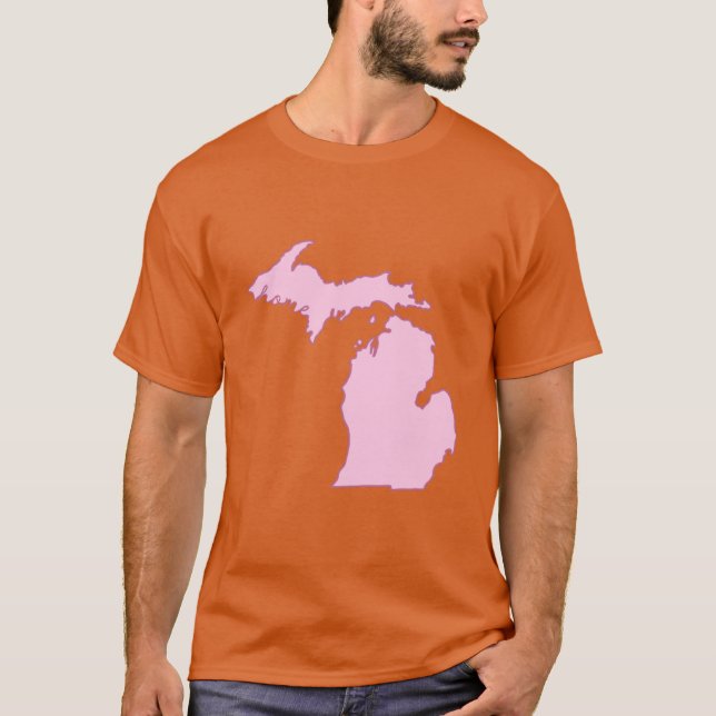Michigan Home State Pink T-Shirt (Front)