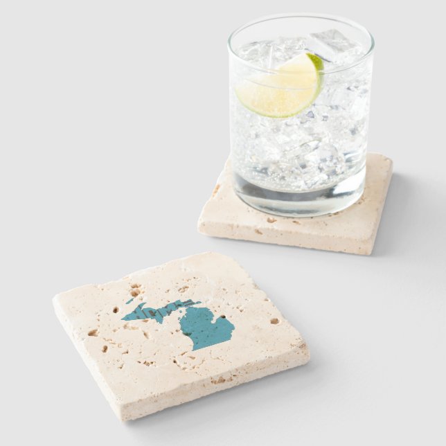 Michigan Home State Stone Coaster (Side)