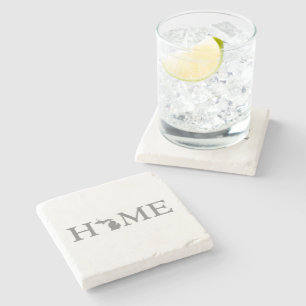 Michigan Home State Word Art Stone Coaster