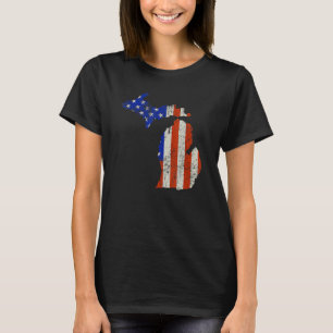 Michigan Home Us Flag T-Shirt