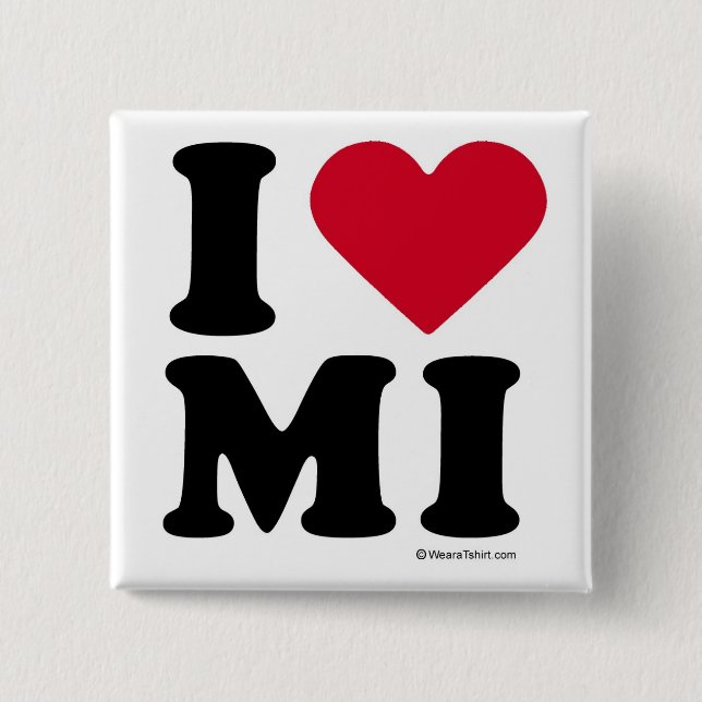 MICHIGAN -"I LOVE MI" / "I LOVE MICHIGAN" / MICHIG 15 CM SQUARE BADGE (Front)