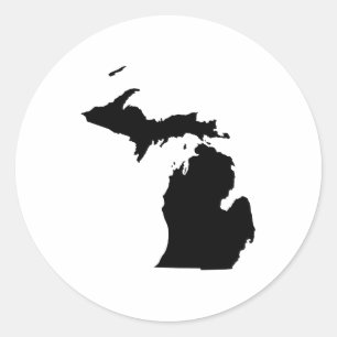 Michigan in Black and White Classic Round Sticker