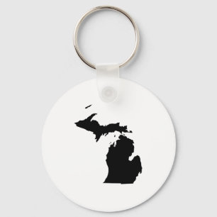 Michigan in Black and White Key Ring