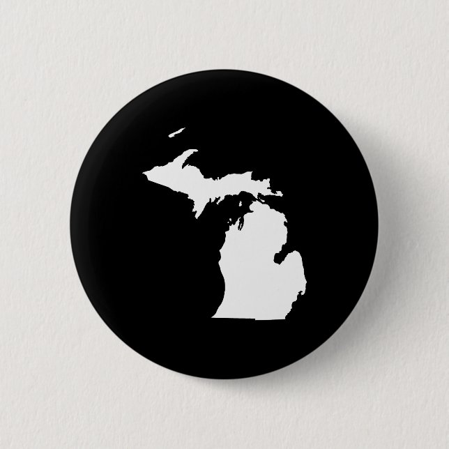 Michigan in White and Black 6 Cm Round Badge (Front)