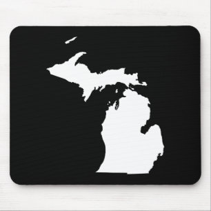 Michigan in White and Black Mouse Mat