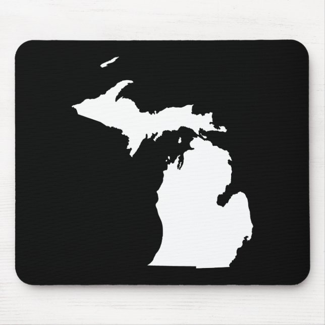Michigan in White and Black Mouse Mat (Front)