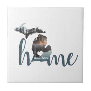 Michigan Is Home Sweet Home Silhouette Tile