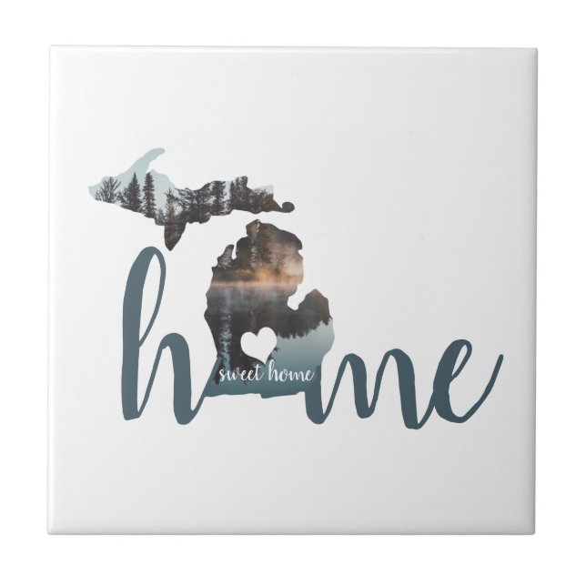 Michigan Is Home Sweet Home Silhouette Tile (Front)