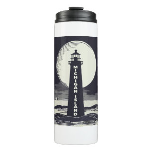Michigan Island Lighthouse Moon Thermal Tumbler