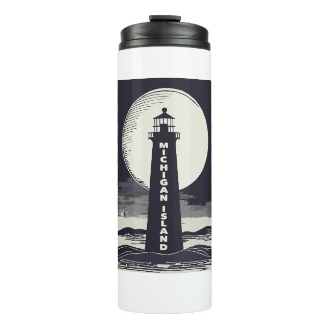 Michigan Island Lighthouse Moon Thermal Tumbler (Front)