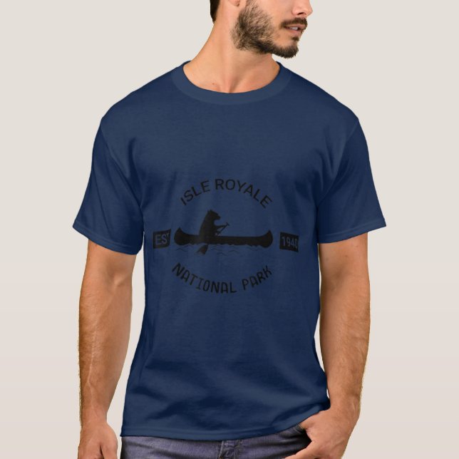 Michigan Isle Royale National Park  Bear Canoe T-Shirt (Front)