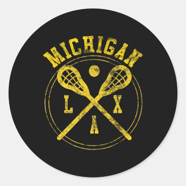 Michigan Lacrosse Lax Logo  Classic Round Sticker (Front)