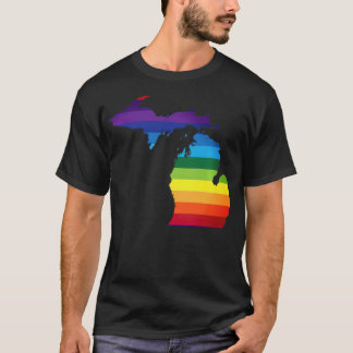 Michigan LGBT Rainbow Flag Gay Pride  T-Shirt