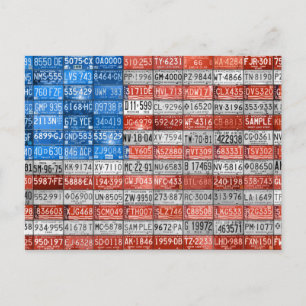 Michigan License Plate Flag of USA Postcard