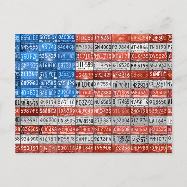 Michigan License Plate Flag of USA Postcard (Front)