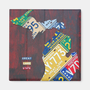 Michigan License Plate Map by Design Turnpike Magnet
