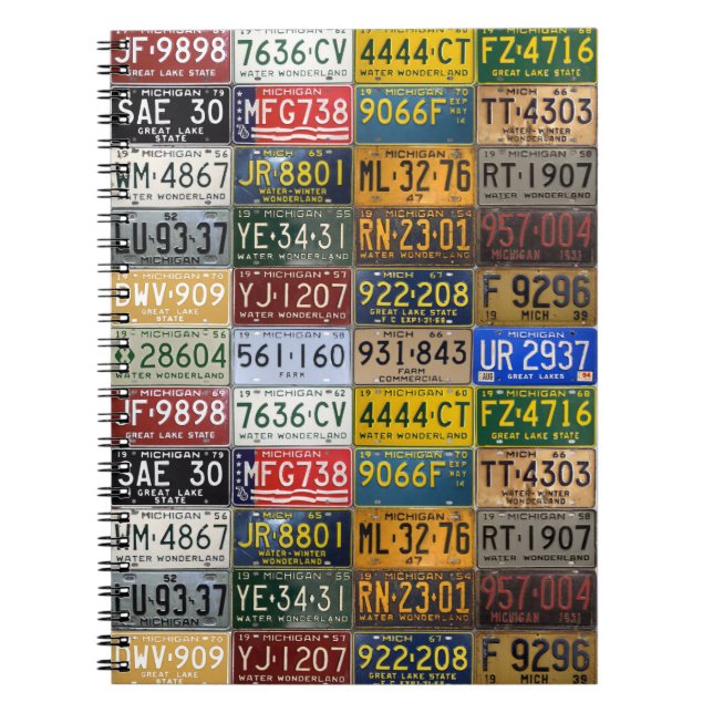 Michigan License Plates from A Bygone Era Notebook (Front)