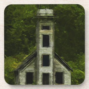 Michigan Lighthouse Abstract Impressionism Coaster